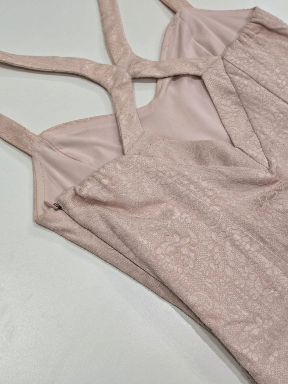 Bershka ✦ Pink Lace Sleeveless Dress ✦ Strappy Back & Side Zip Dressy Collection - Picture 6 of 10